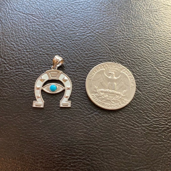Silver Evil Eye Protection HorseShoe Necklace Luck - Picture 6 of 8